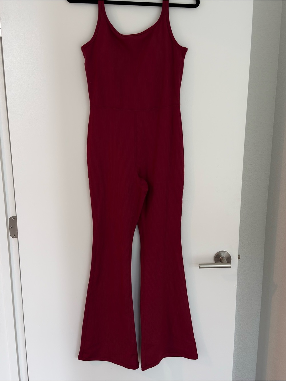 Yogalicious Sleeveless Ribbed Jumpsuit in Burgundy Wine